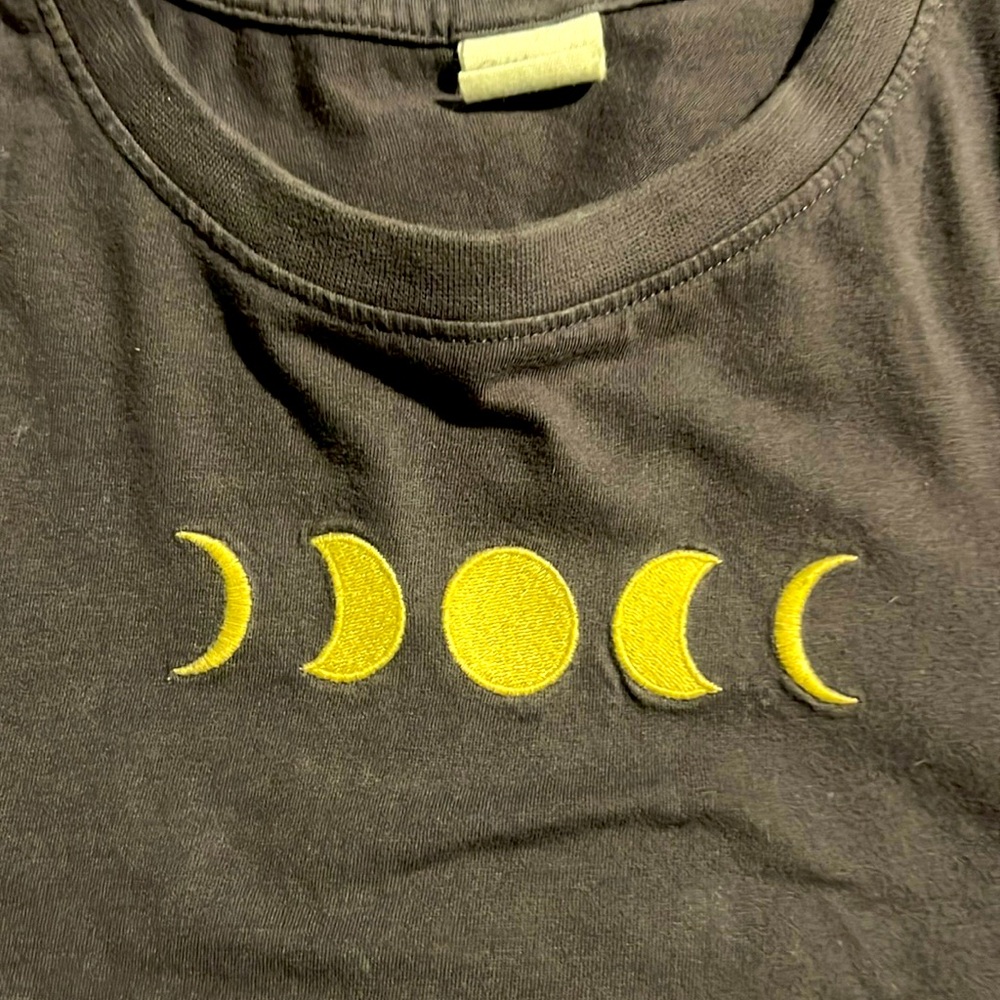 Gray Eclipse crop top shirt. Phases of moon. Celestial cowboy